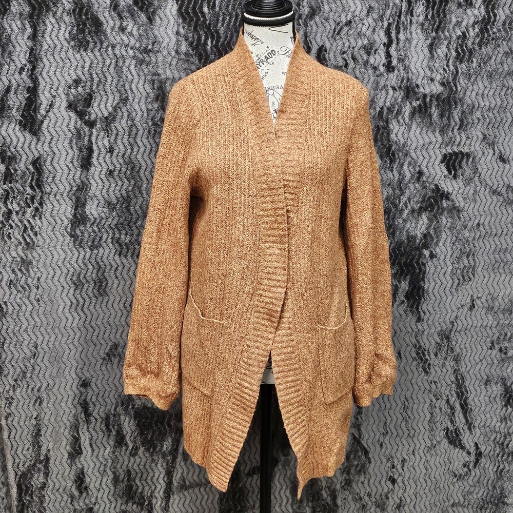 Marine Layer Open Front Cardigan Womens M Brown Mimimalist Academia Quiet Luxury